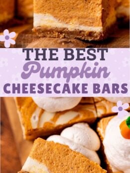 Pinterest pin for pumpkin cheesecake bars.